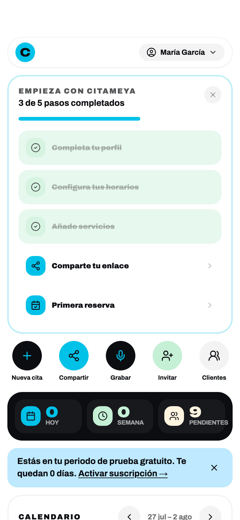 Citameya master dashboard on a phone