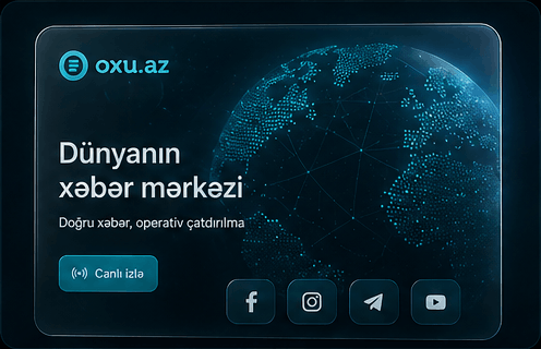 oxu.az visual identity — smart animation stop-frame: brand card with social icons