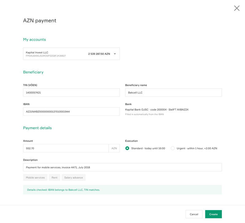 Domestic AZN payment form