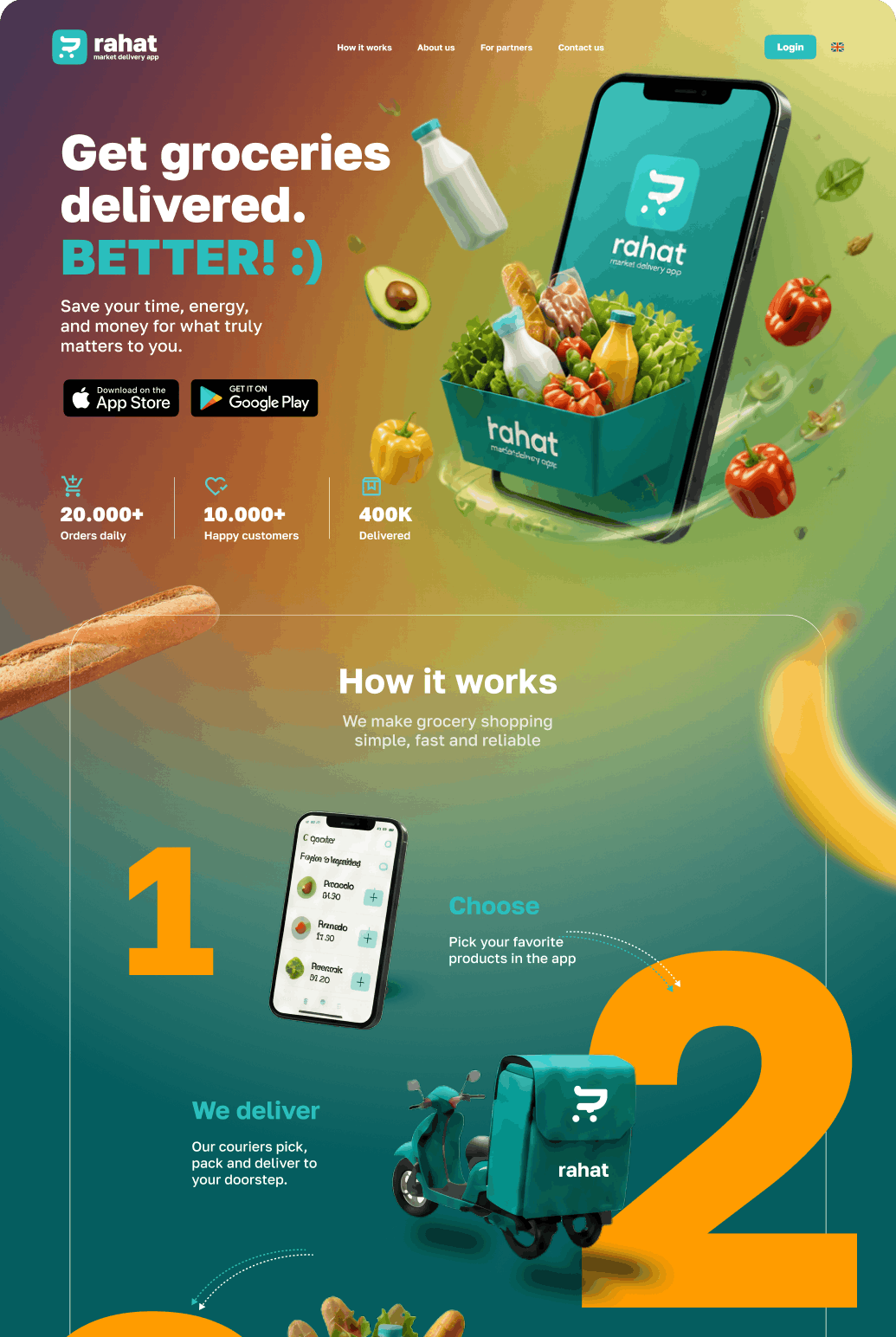 rahat marketing landing page — desktop