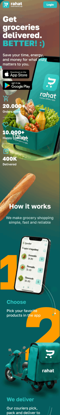 rahat marketing landing page — mobile