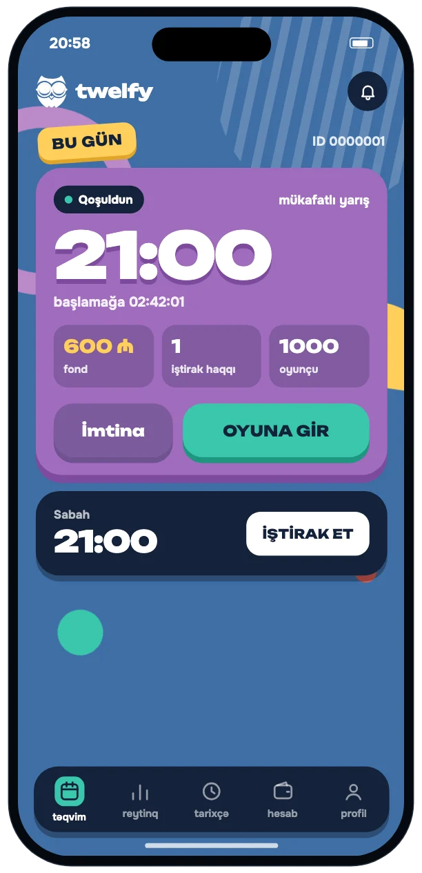 Calendar: tonight at 21:00 with prize fund and players, tomorrow below