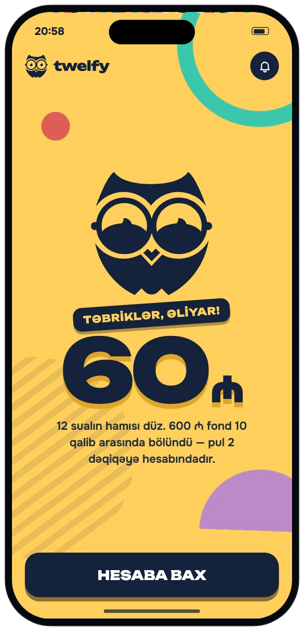 Gold winner screen, 60 ₼