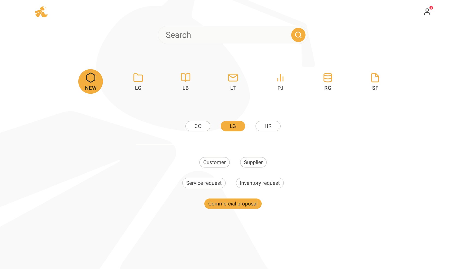Final: one search and the business units, a start screen built around tasks