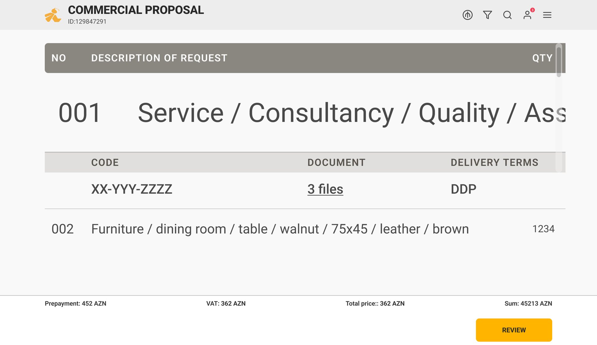 Commercial proposal