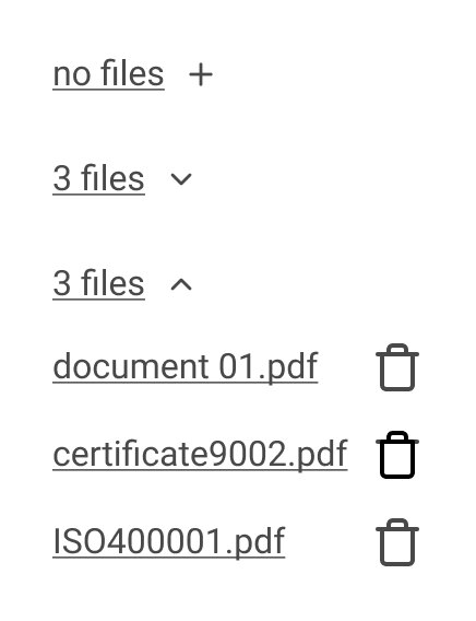 Attachment states: no files, 3 files collapsed, 3 files expanded